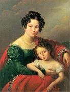 unknown artist, Portrait of young woman with her child- Countess of Dyhrn with her child